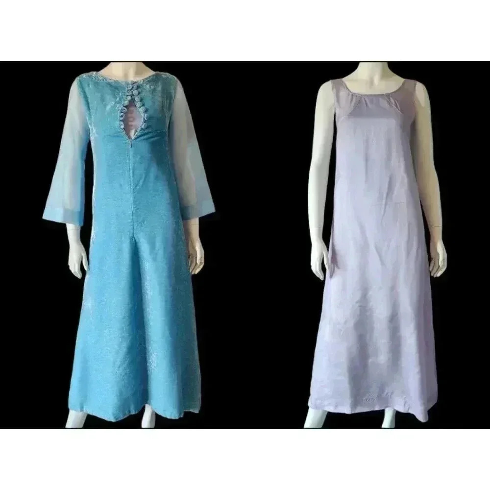 Vintage 60s Velvet Bridal Nightgown & Satin Slip Set XXS